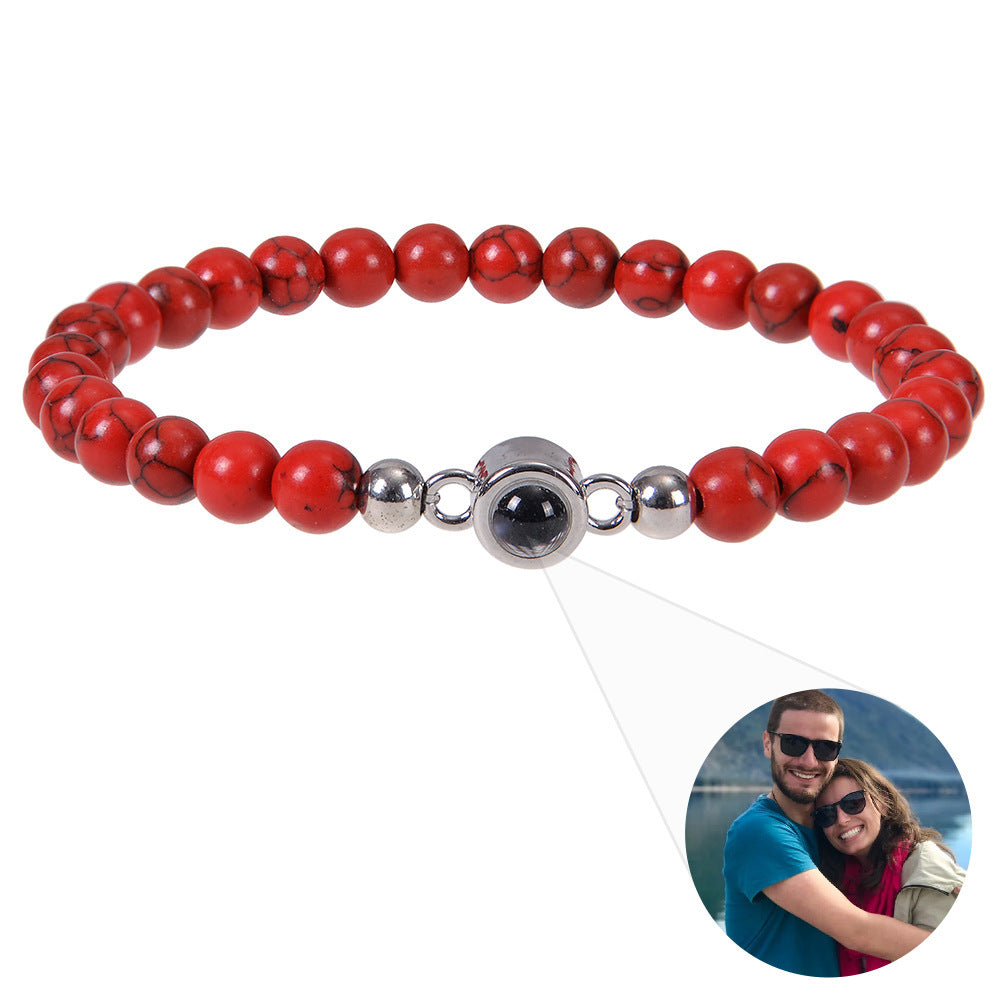 Custom Stone Bracelet with Hidden Photo | Handmade Natural Stone Jewelry Custom Stone Bracelet