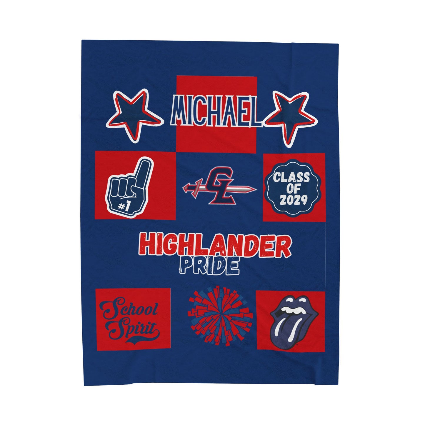 Personalized High School Spirit Blanket, Custom Name Cozy Throw for Teens, Varsity Sports Club Fleece Bedding, Graduation Gift, Team Colors
