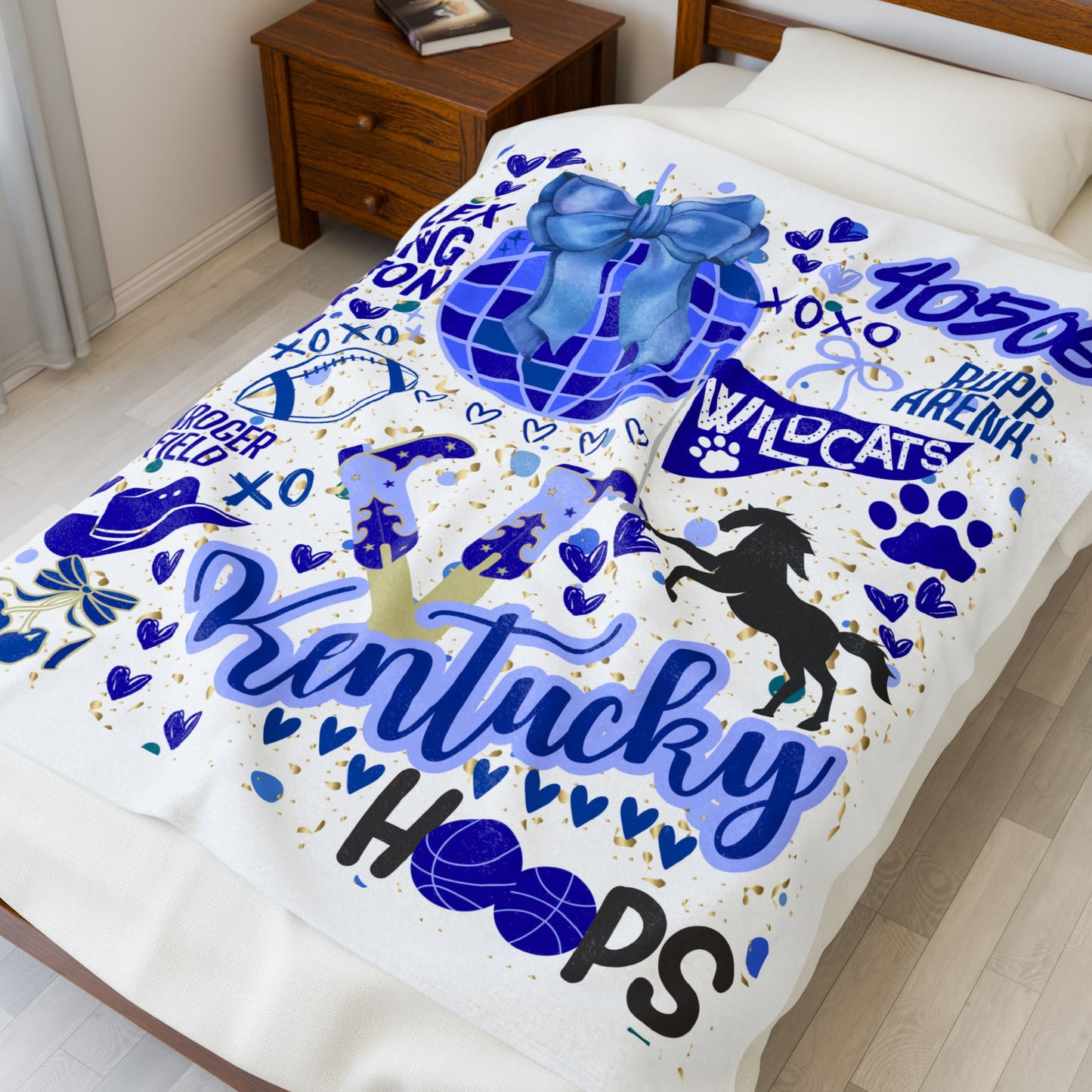 Plush Blanket for Kentucky Pride College Fans, Personalized Fleece Throw Gift, University Team Spirit Dorm Bedding, Wildcats Home Decor,