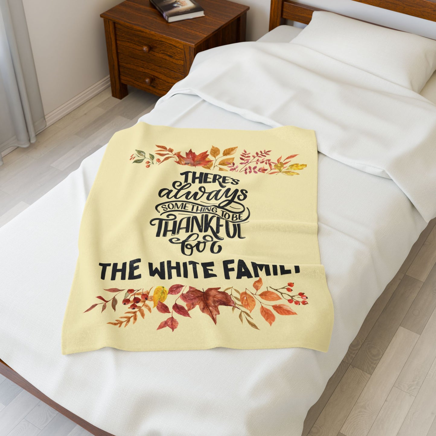 Velveteen Plush Blanket, Personalized Thanksgiving Blanket, Custom Grateful Throw, Cozy Thankful Gift, Warm Autumn Home Decor, Comfy Family