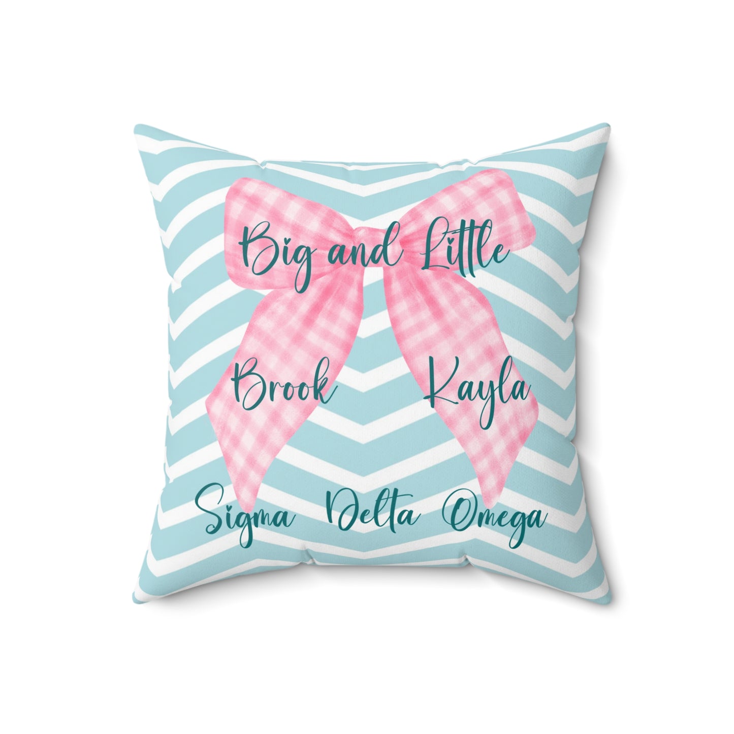 Sorority Pillow, Big Little Personalized Chevron Print, Preppy Bow Decor, Throw Cushion, Greek Life Gift, Dorm Room Accessory