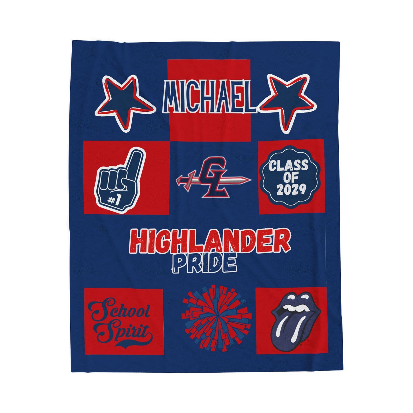 Personalized High School Spirit Blanket, Custom Name Cozy Throw for Teens, Varsity Sports Club Fleece Bedding, Graduation Gift, Team Colors