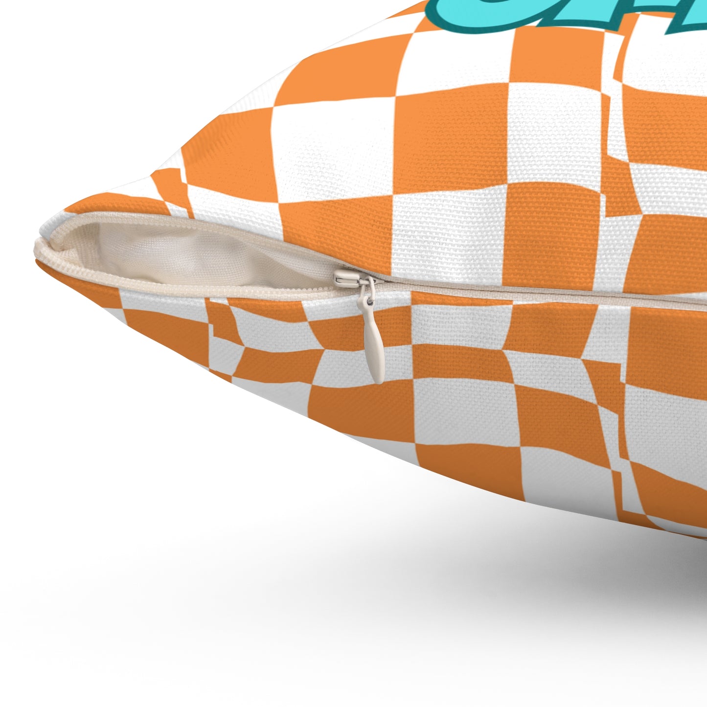 Sorority Pillow, Retro Orange and White, Square Pillow, Personalized Sorority Gift, Turquoise Font Custom, Decorative Throw