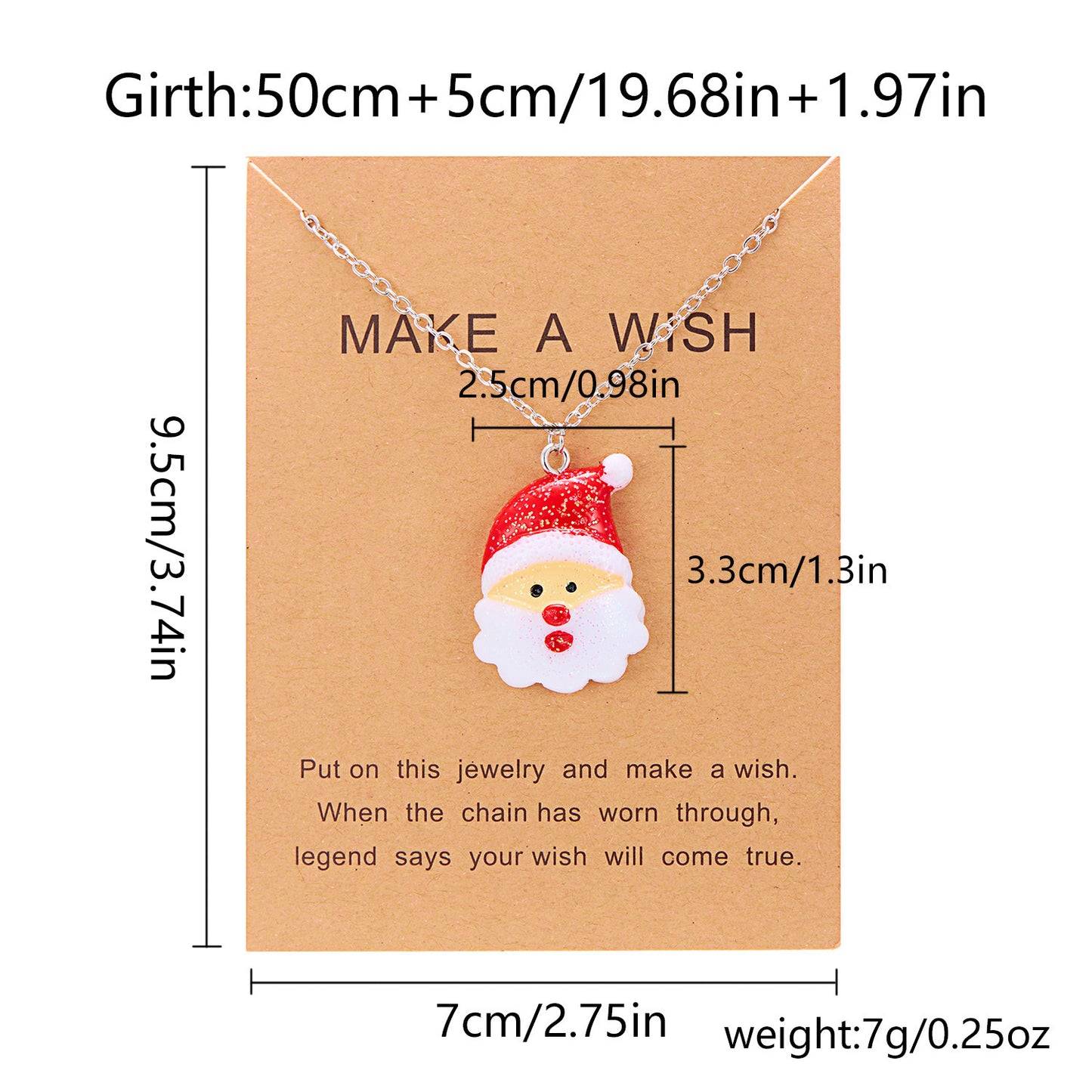 Cute Cartoon Resin Necklace – Snowman & Santa Claus Pendant with O-Shaped Chain for Women