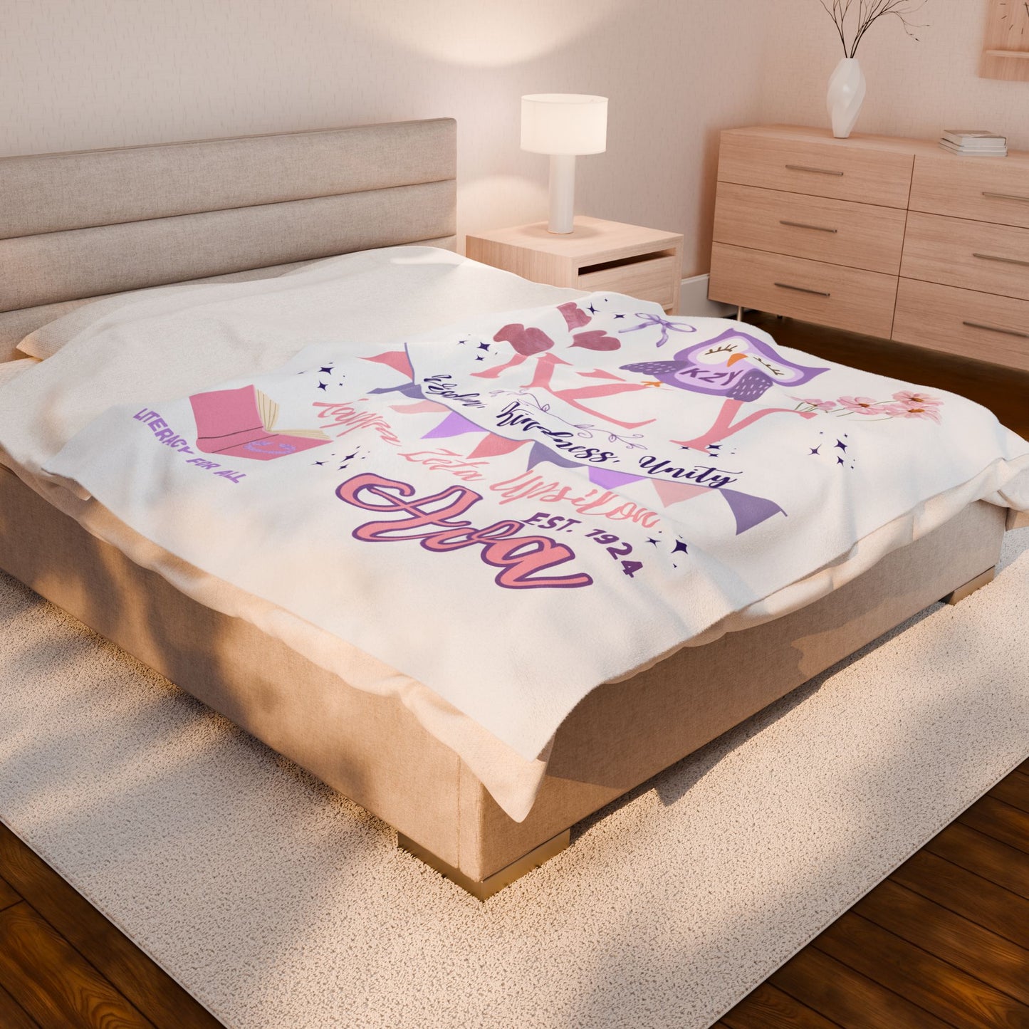 PERSONALIZED Sorority Bid Day Big Little Custom Velveteen Plush Blanket, Cozy Throws, Sorority Gifts, Big Little or Bid Day Presents
