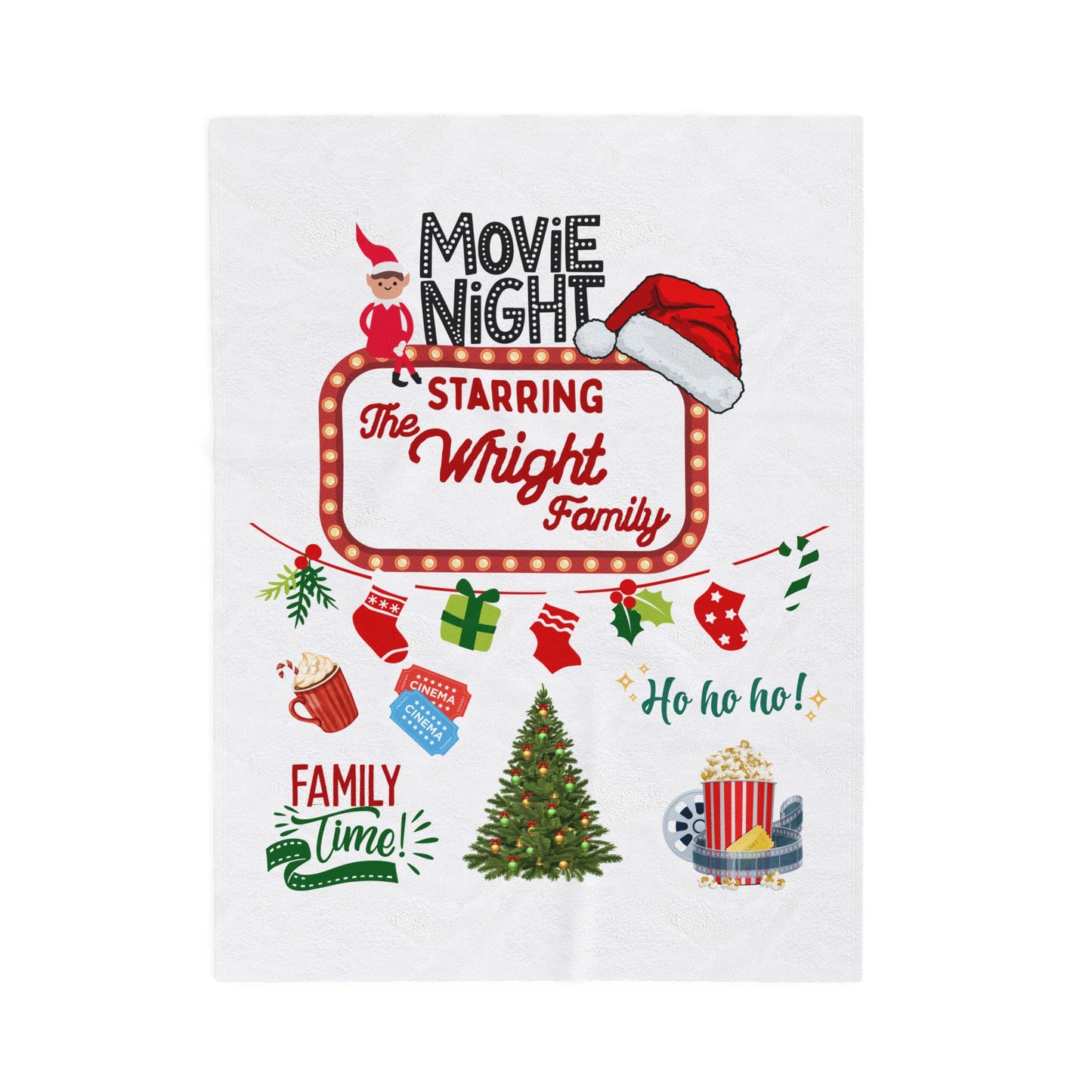 Movie Night Plush Blanket - Snuggle in Style - Holiday Movie Night Throw, Family Christmas Gift, Personalized Cozy Winter Decor, Christmas