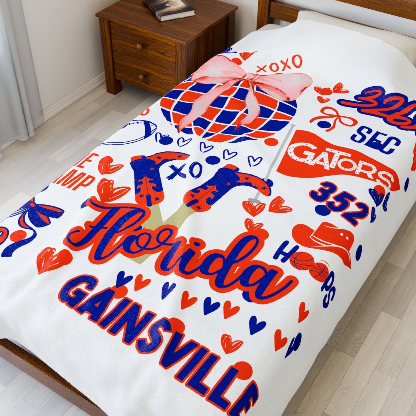 Plush Blanket for Florida Pride College Fans, Personalized Fleece Throw Gift, University Team Spirit Dorm Bedding, Florida Home Decor,