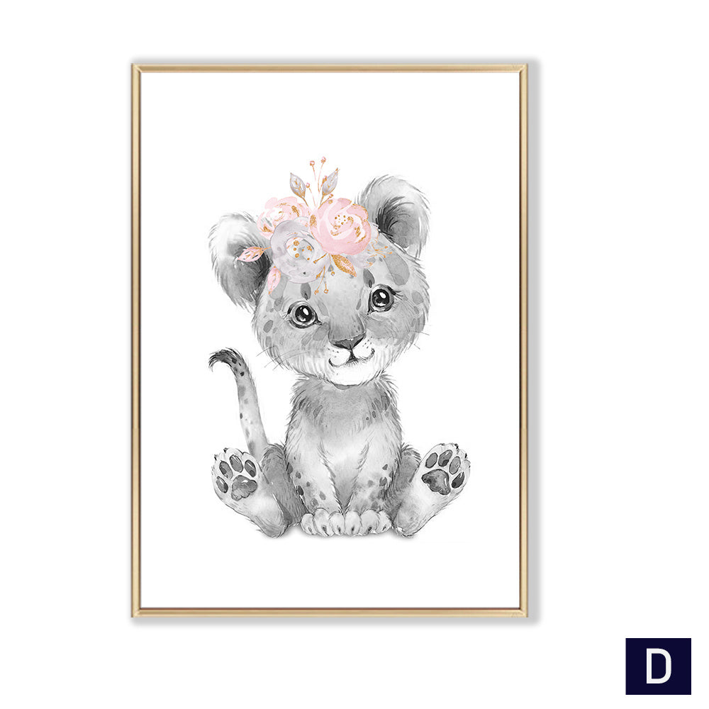 Giraffe Lion Poster Wall Art Canvas Painting