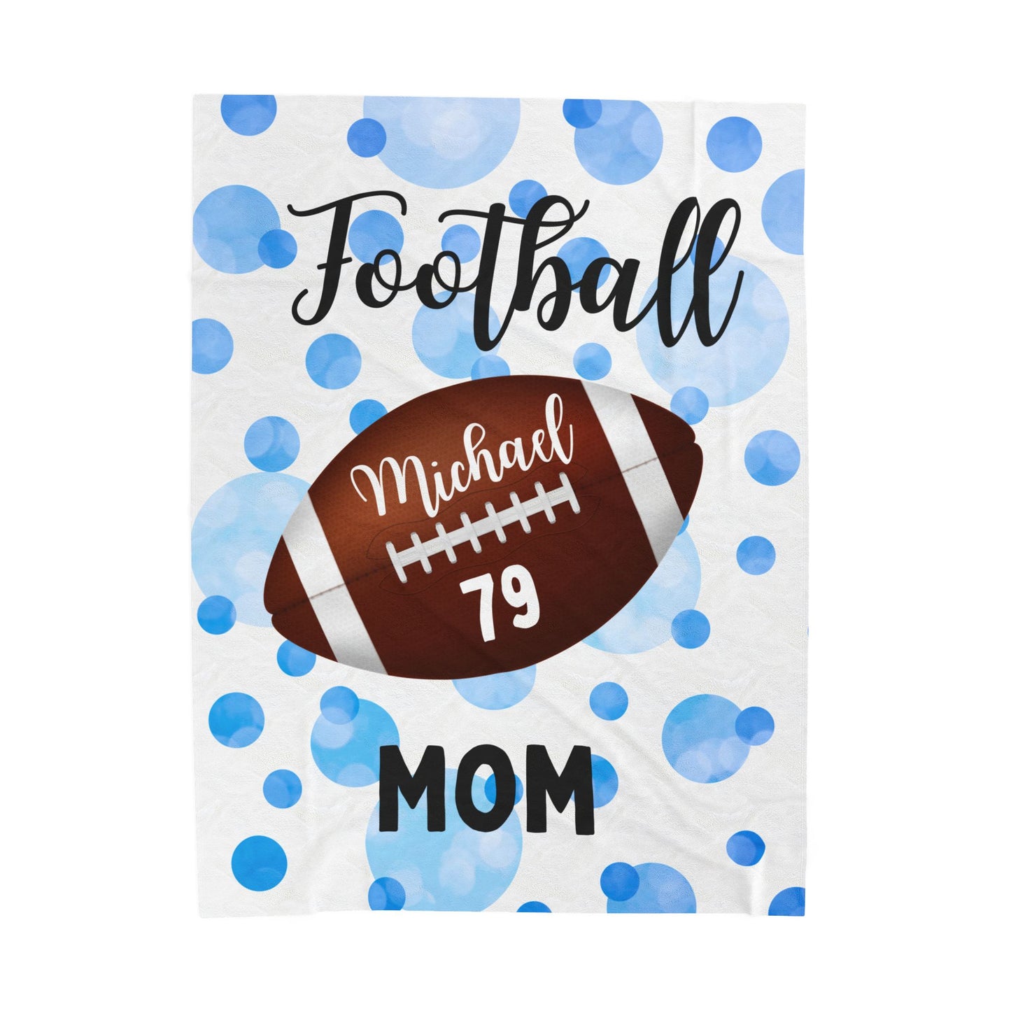 Plush Blanket, Trendy Football Mom Personalized Sports Team Fan Gift, Cozy Throw, Custom Name Soft Fleece Bedding, Stadium Mom Present,