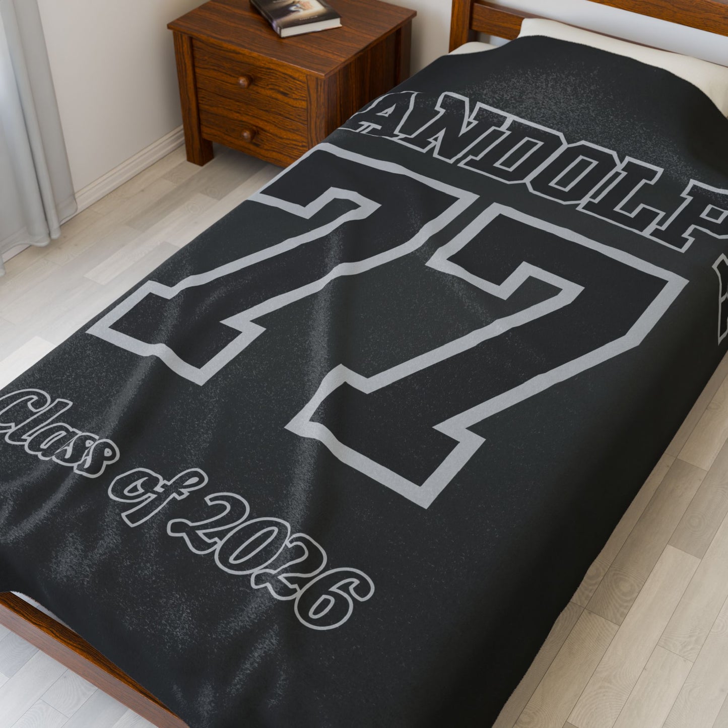 Personalized Senior Night Jersey Style Velveteen Plush Blanket, Class of 2026 Gift, Name and Number Blanket, Graduation Blanket, Senior