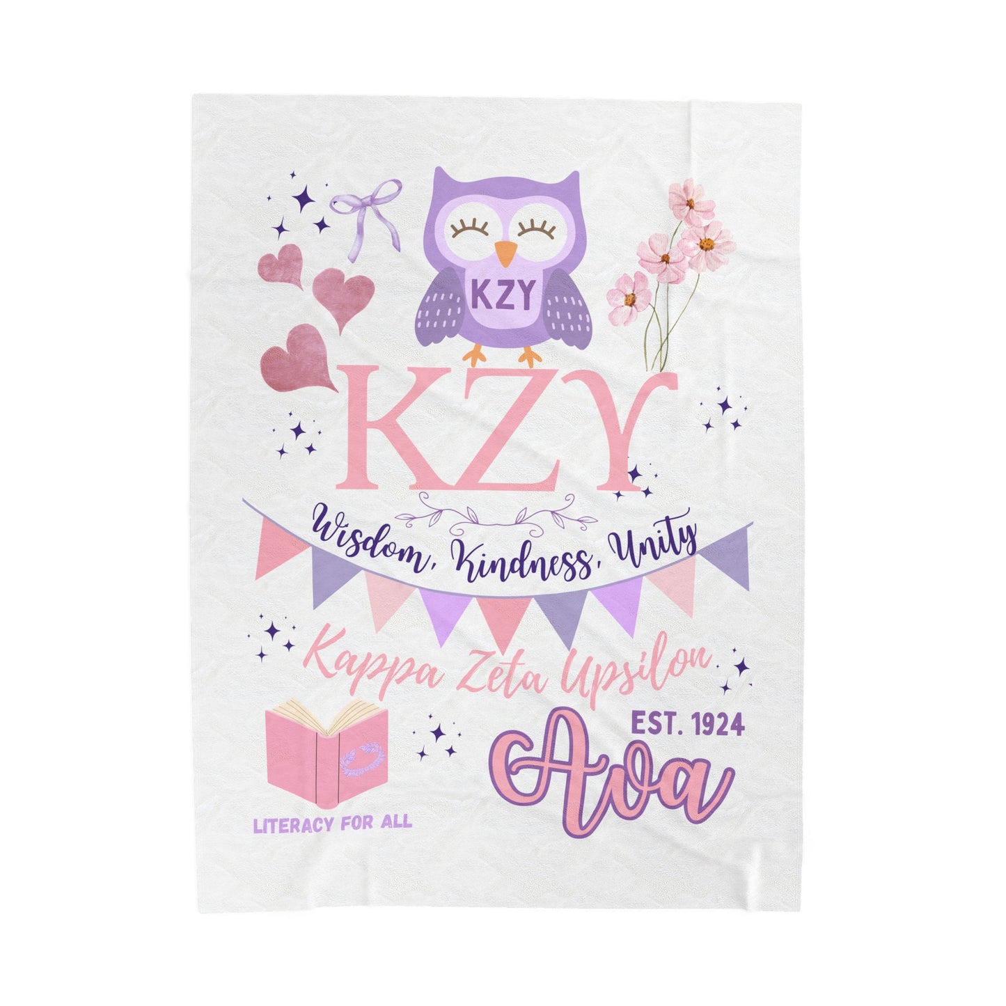 PERSONALIZED Sorority Bid Day Big Little Custom Velveteen Plush Blanket, Cozy Throws, Sorority Gifts, Big Little or Bid Day Presents
