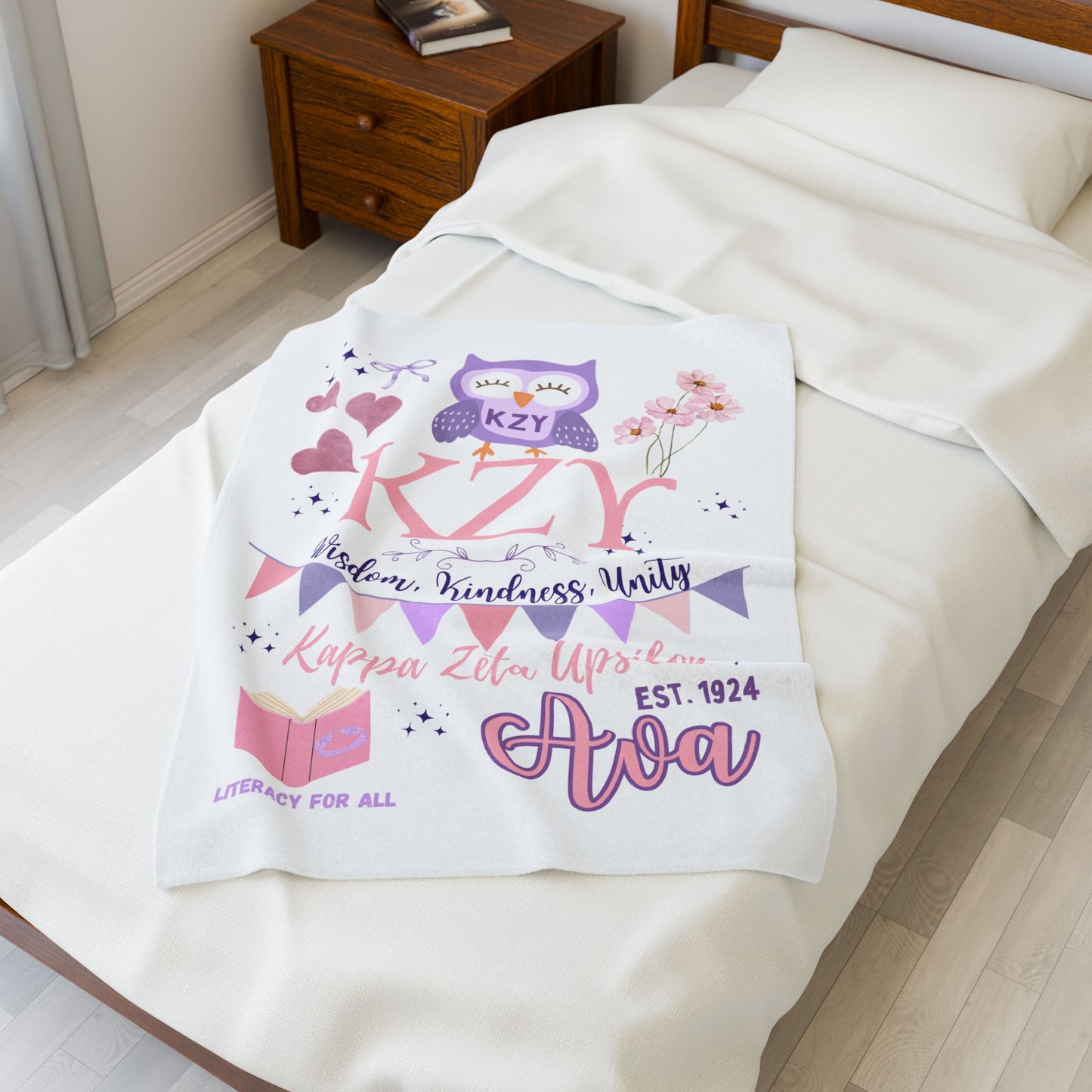 PERSONALIZED Sorority Bid Day Big Little Custom Velveteen Plush Blanket, Cozy Throws, Sorority Gifts, Big Little or Bid Day Presents