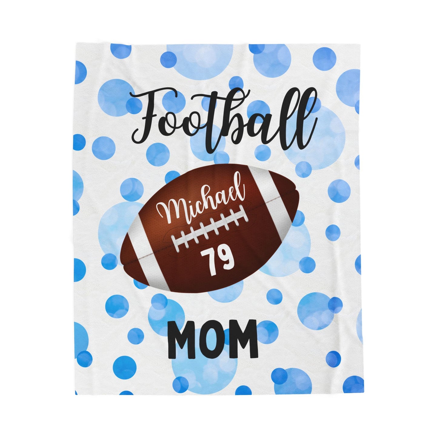 Plush Blanket, Trendy Football Mom Personalized Sports Team Fan Gift, Cozy Throw, Custom Name Soft Fleece Bedding, Stadium Mom Present,