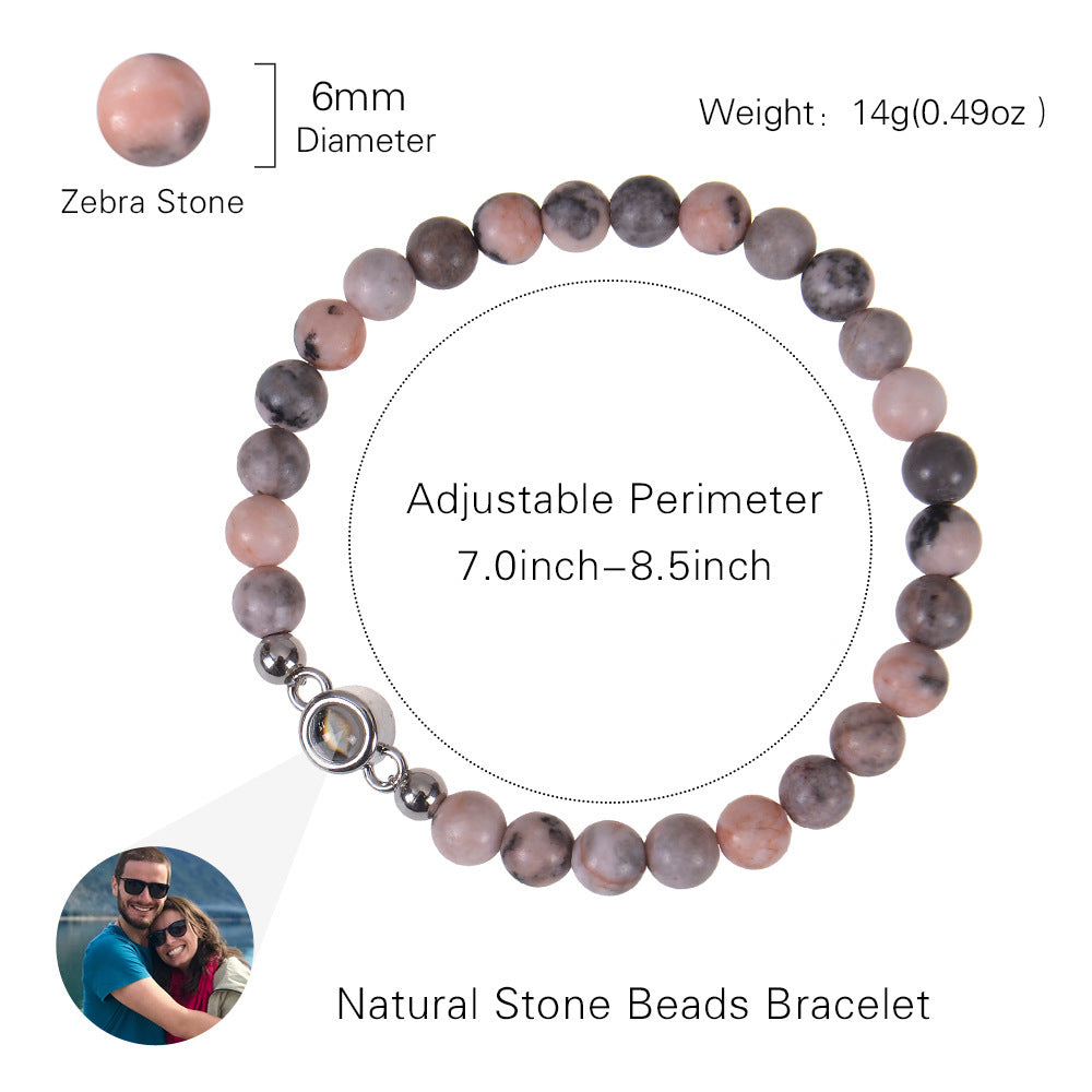 Custom Stone Bracelet with Hidden Photo | Handmade Natural Stone Jewelry Custom Stone Bracelet