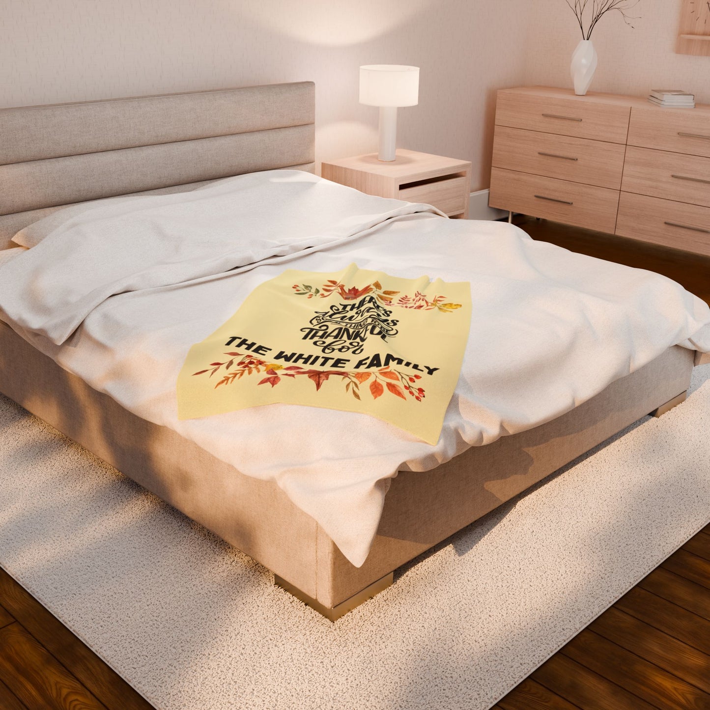 Velveteen Plush Blanket, Personalized Thanksgiving Blanket, Custom Grateful Throw, Cozy Thankful Gift, Warm Autumn Home Decor, Comfy Family