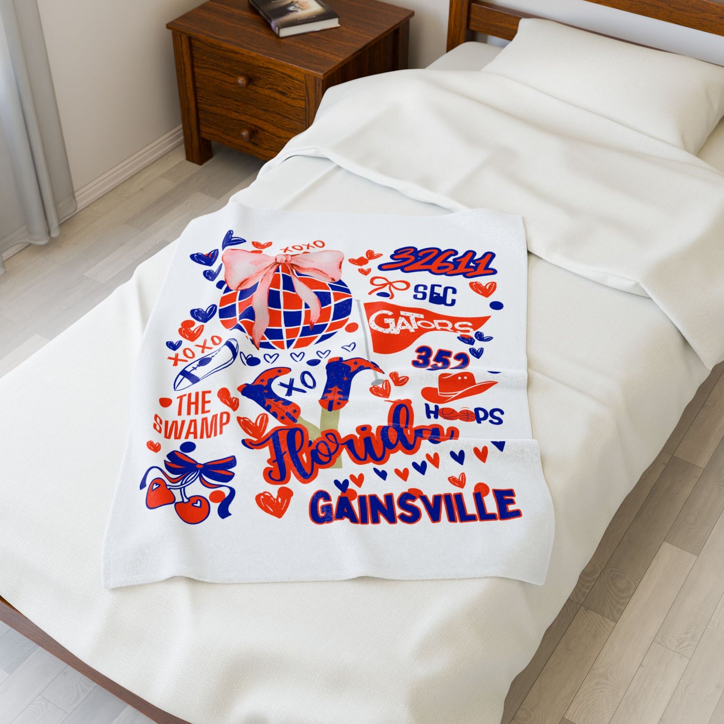 Plush Blanket for Florida Pride College Fans, Personalized Fleece Throw Gift, University Team Spirit Dorm Bedding, Florida Home Decor,