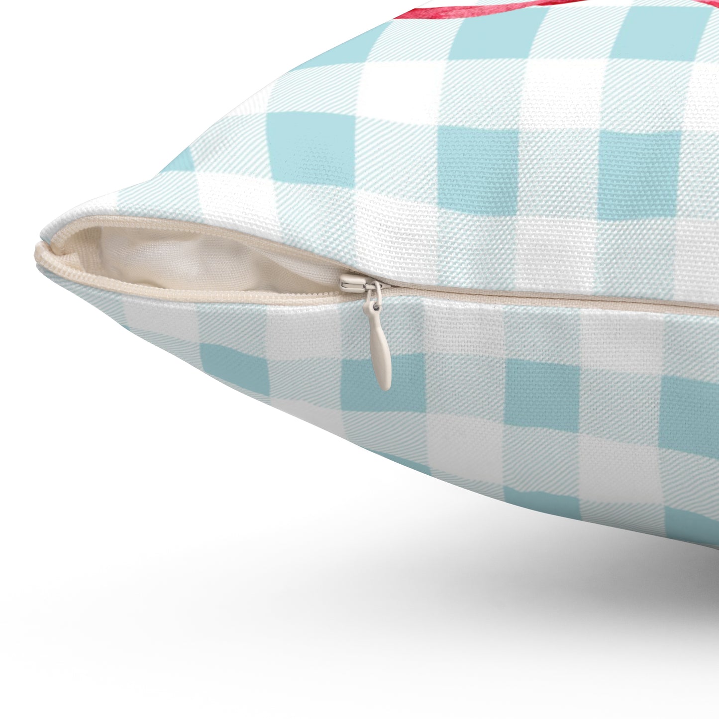 Sorority Gingham Personalized Pillow, Greek Life Gift, Pink Bow Decorative, Monogrammed Cozy Throw Pillow