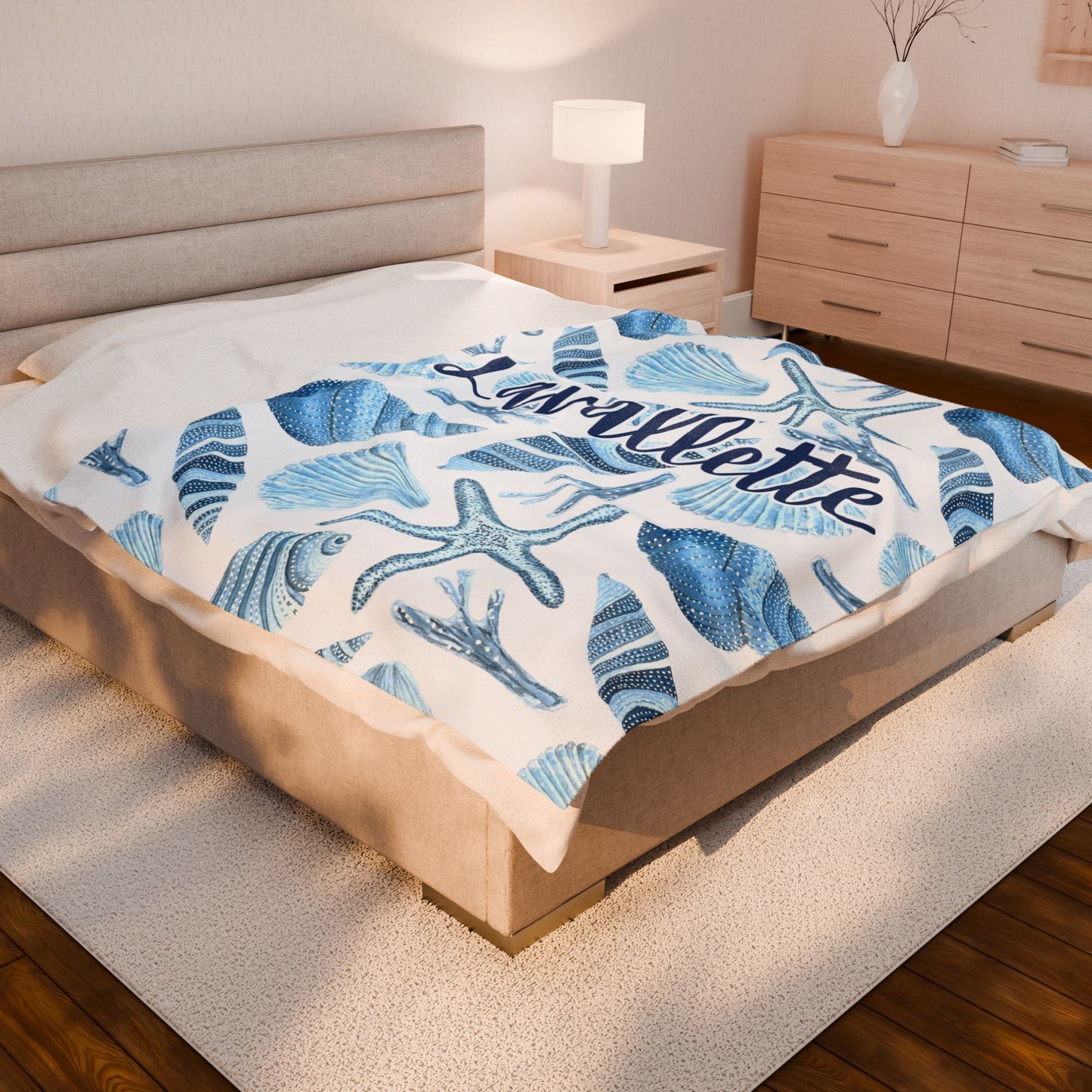 Velveteen Plush Blanket - Customized Beach Town Blanket, America Beach Blanket, Coastal Custom Blanket, Personalized Ocean Blanket, USA