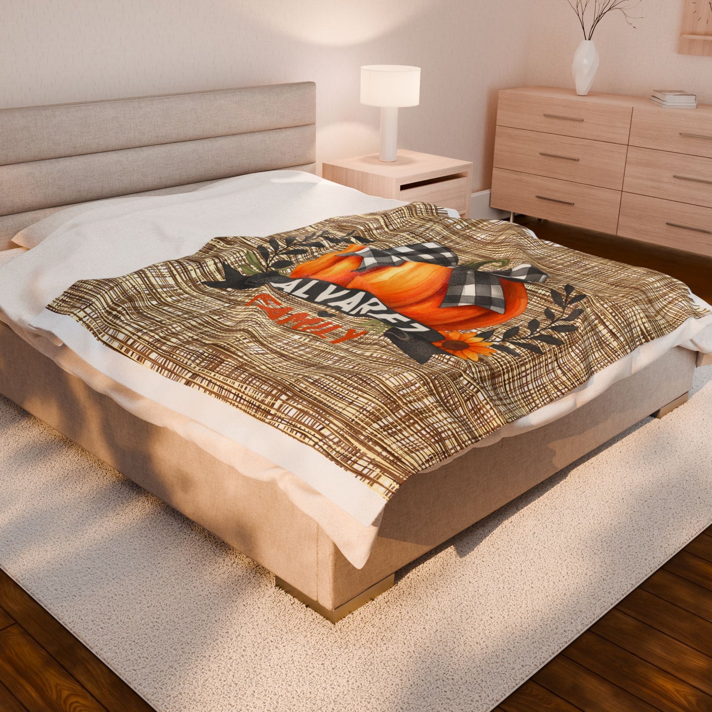 Pumpkin Plush Blanket, Personalized Fall Pumpkin Decor, Cozy Family Name Throw, Autumn Home Blanket, Thanksgiving Gift, Halloween Decor,