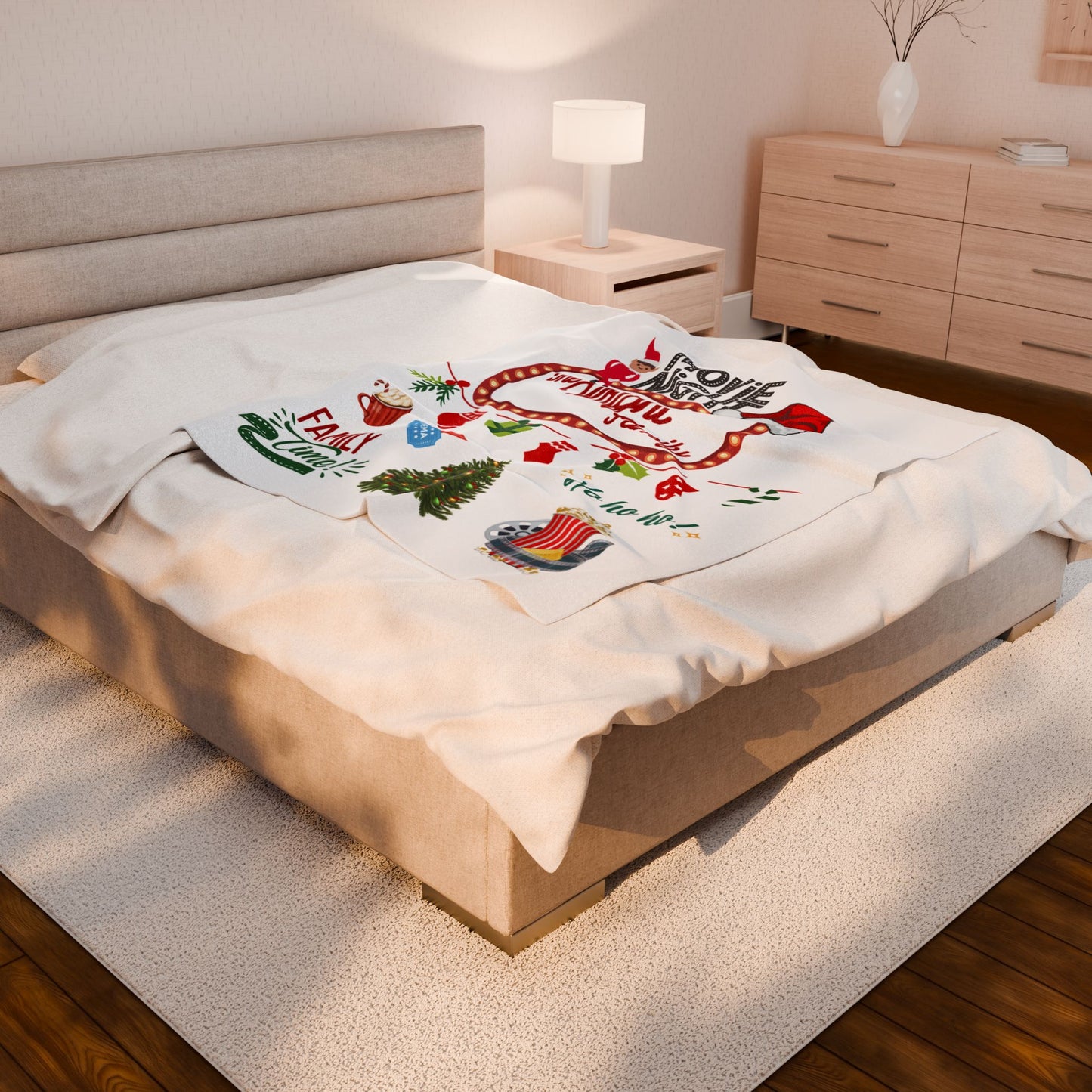 Movie Night Plush Blanket - Snuggle in Style - Holiday Movie Night Throw, Family Christmas Gift, Personalized Cozy Winter Decor, Christmas