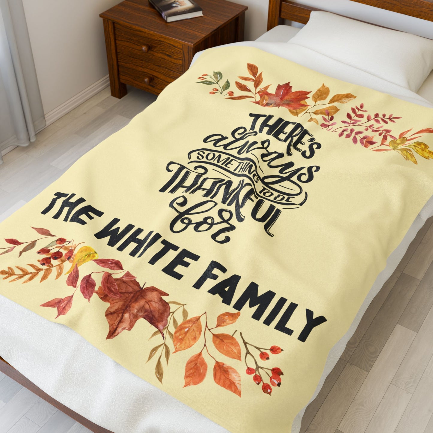 Velveteen Plush Blanket, Personalized Thanksgiving Blanket, Custom Grateful Throw, Cozy Thankful Gift, Warm Autumn Home Decor, Comfy Family