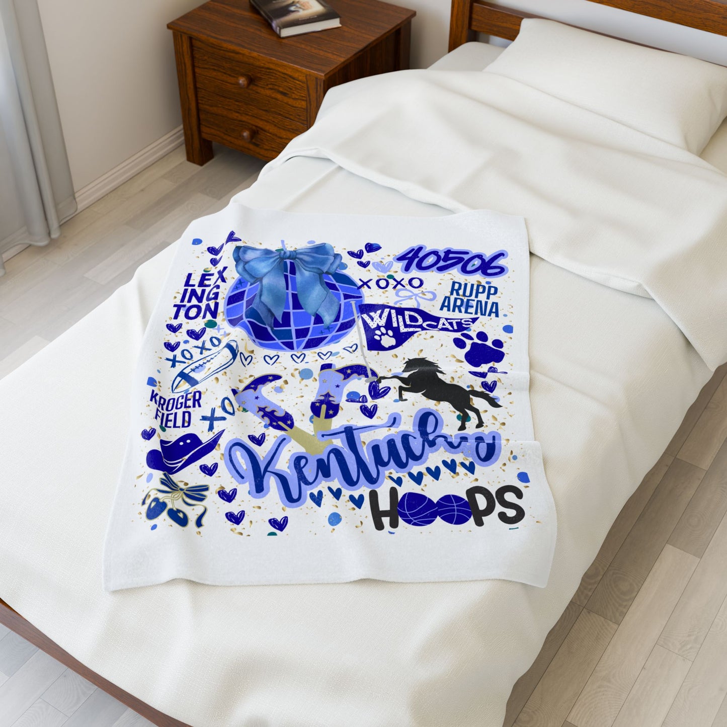 Plush Blanket for Kentucky Pride College Fans, Personalized Fleece Throw Gift, University Team Spirit Dorm Bedding, Wildcats Home Decor,