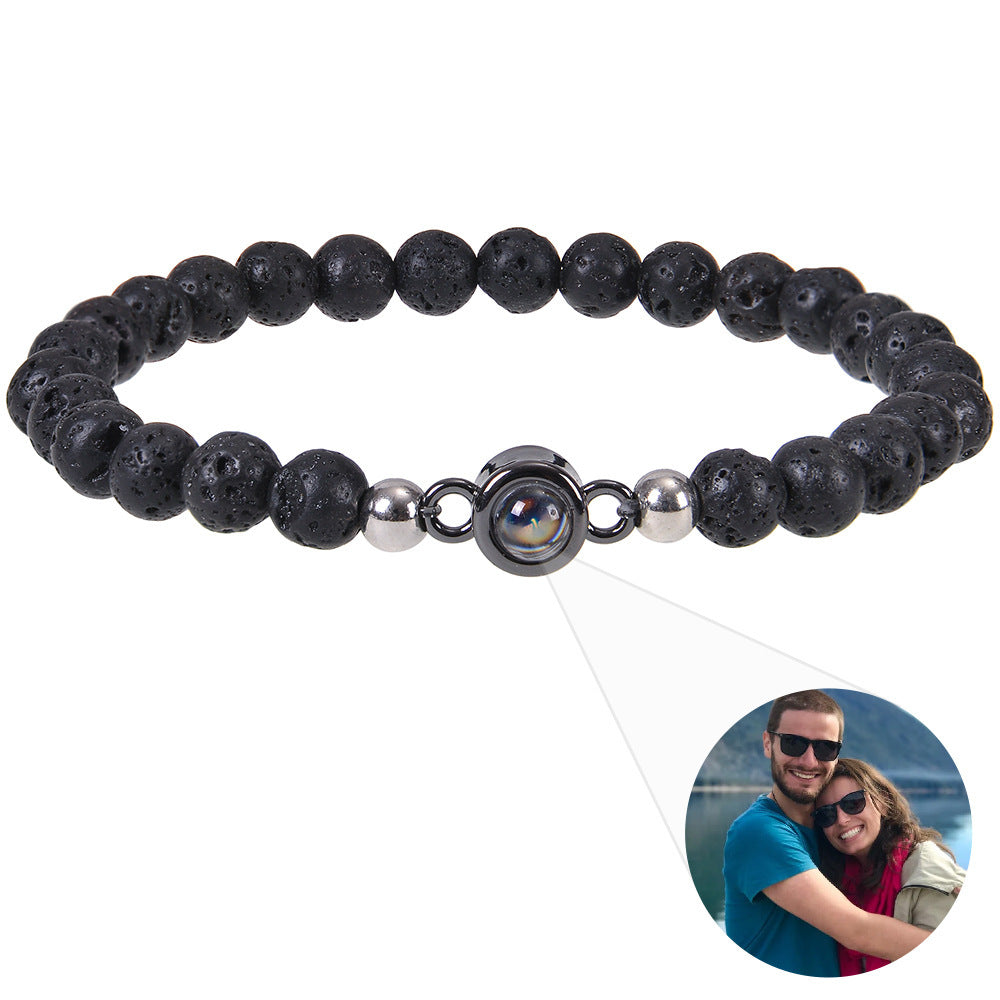Custom Stone Bracelet with Hidden Photo | Handmade Natural Stone Jewelry Custom Stone Bracelet