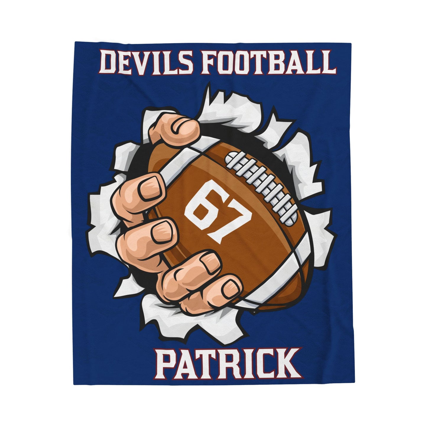 Personalized Football Velveteen Plush Blanket, Custom FootballThrow, Cozy Gift for Football Fans, Team Spirit Decor, Senior Gift