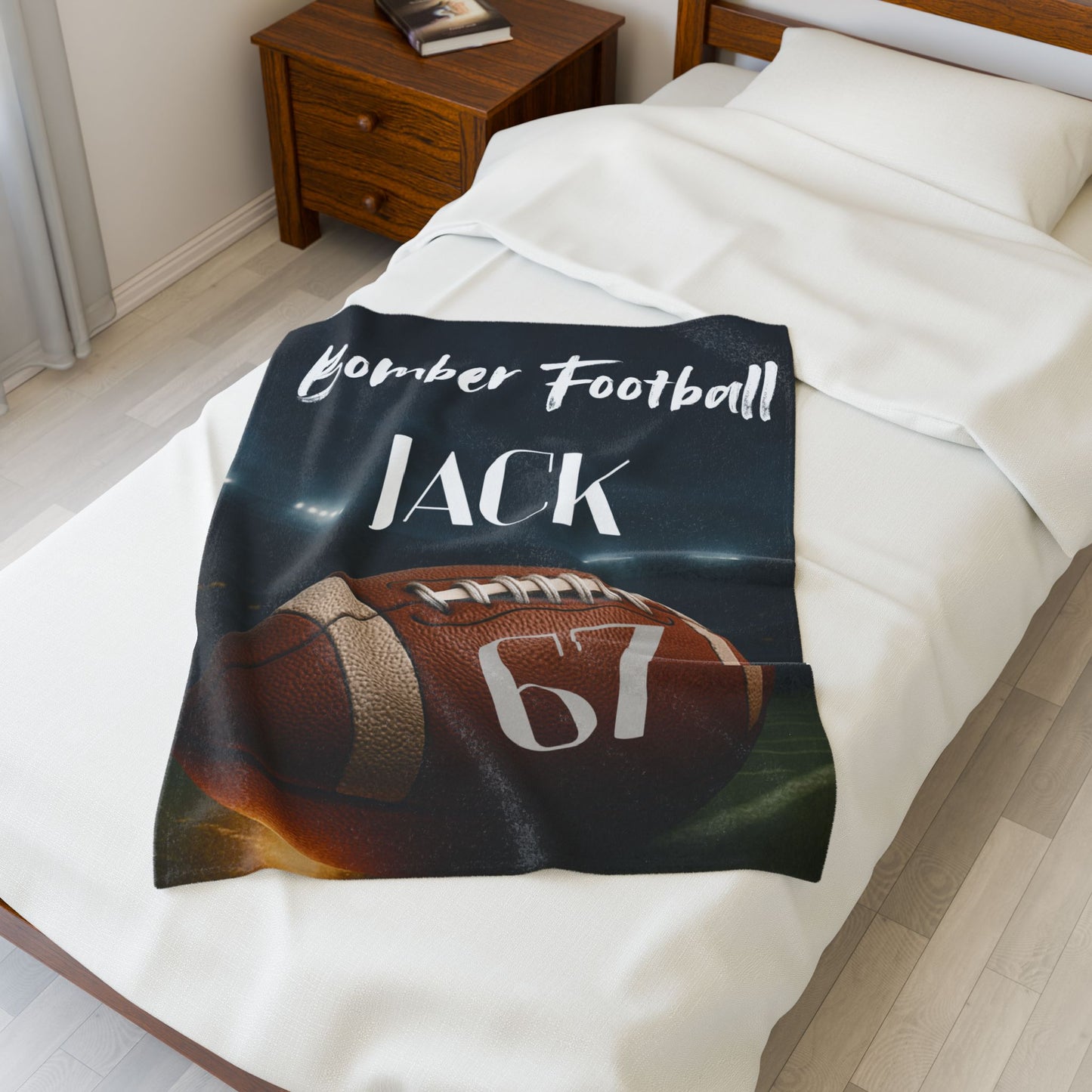 Plush Blanket, High School College Game Day Personalized Team Name Player Number, Customized Gift, Snuggle Fleece Throws, Senior night