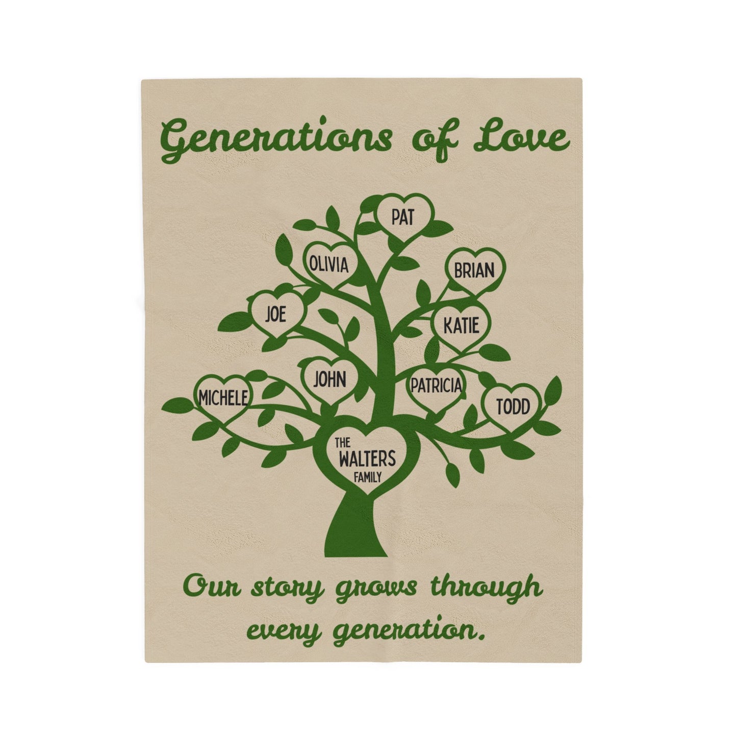 Personalized Family Tree Keepsake Blanket - Customizable Cozy Throw, Family Member Blanket, Genealogy Gift, Family, Velveteen Plush Blanket