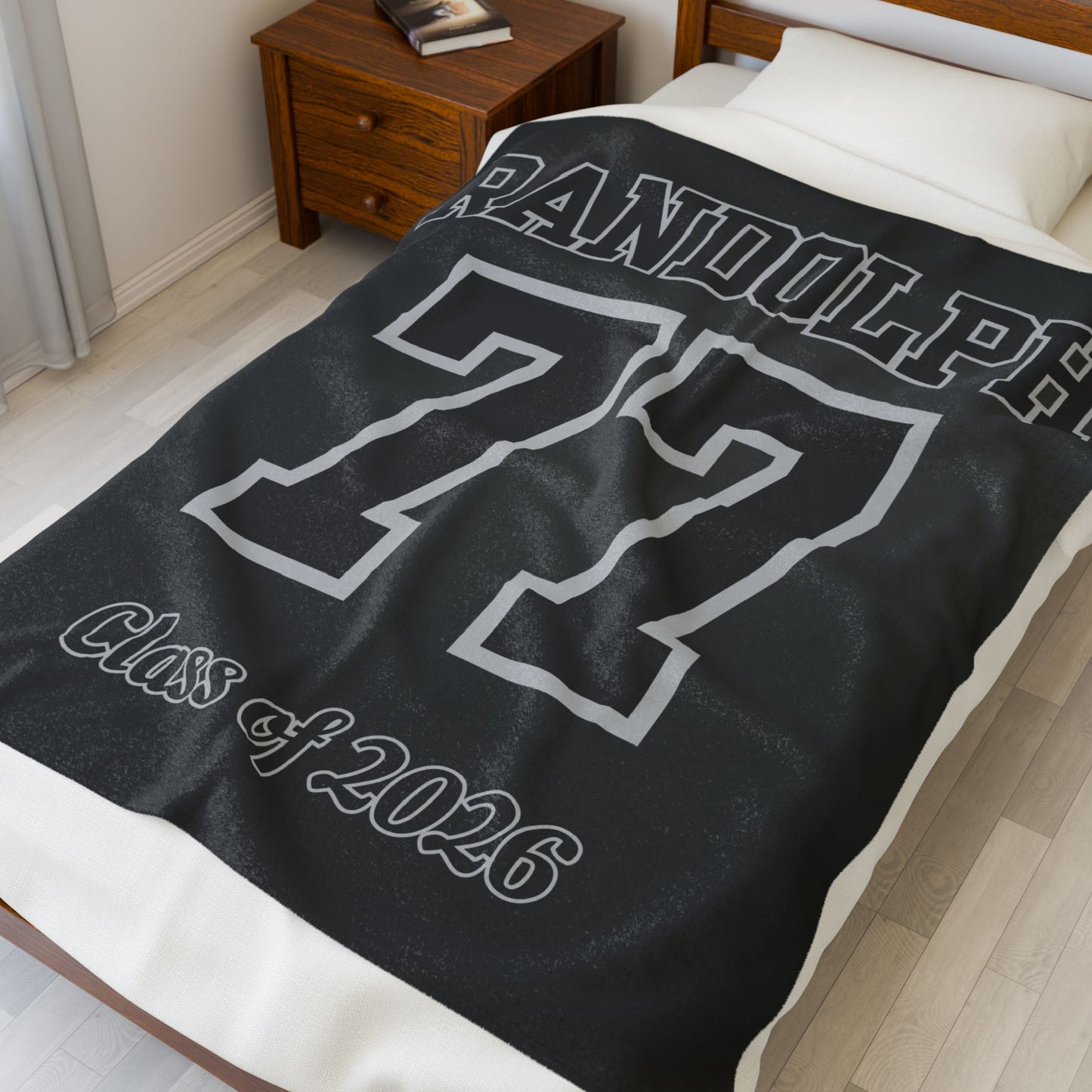 Personalized Senior Night Jersey Style Velveteen Plush Blanket, Class of 2026 Gift, Name and Number Blanket, Graduation Blanket, Senior