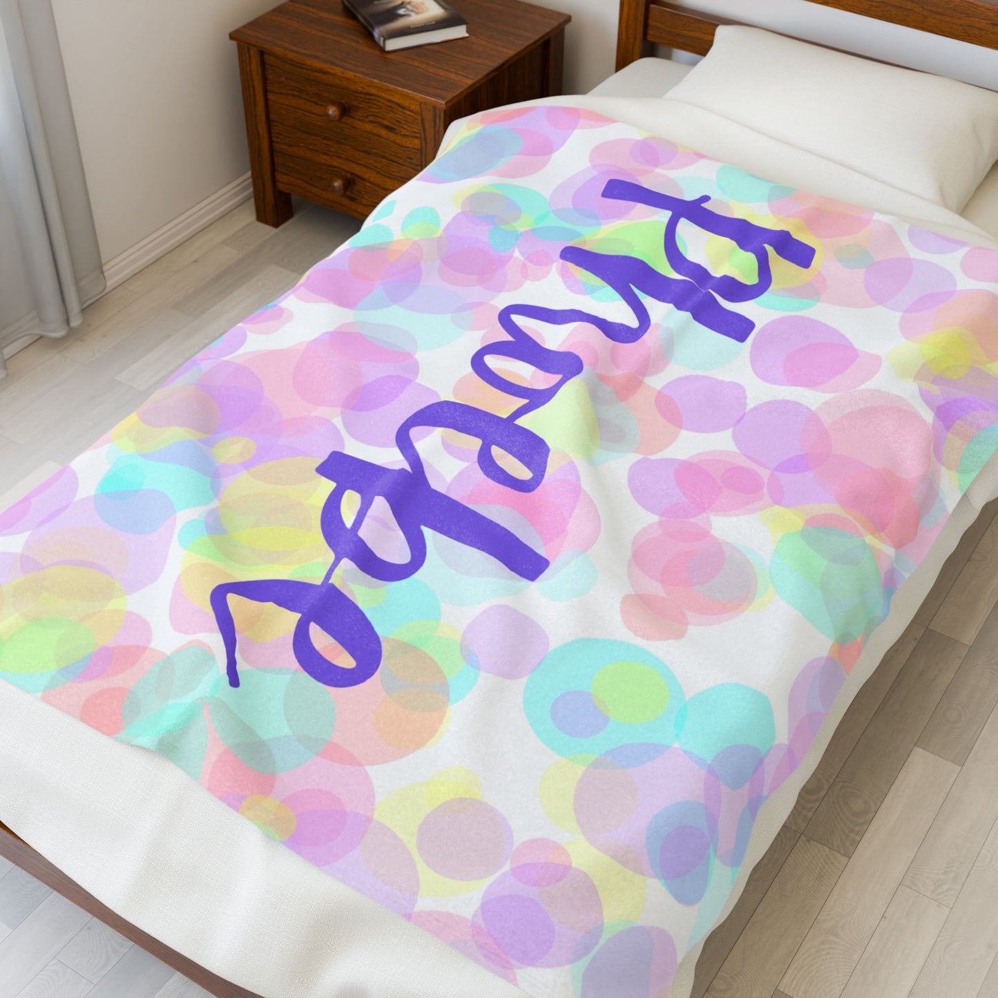 Velveteen Plush Blanket - Personalized Soft Cuddly Throw, Custom Name Cozy Bedding, Cute Fleece Cover, Warm Bedspread, Monogrammed Gift Idea