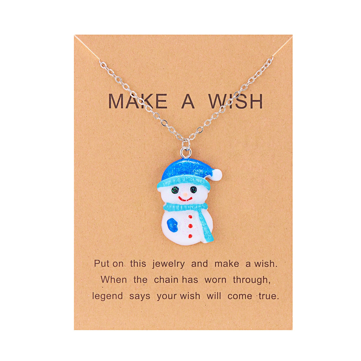 Cute Cartoon Resin Necklace – Snowman & Santa Claus Pendant with O-Shaped Chain for Women