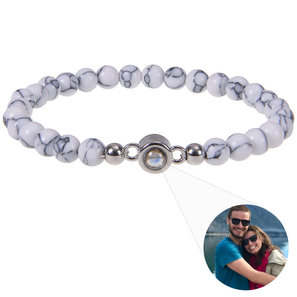 Custom Stone Bracelet with Hidden Photo | Handmade Natural Stone Jewelry Custom Stone Bracelet