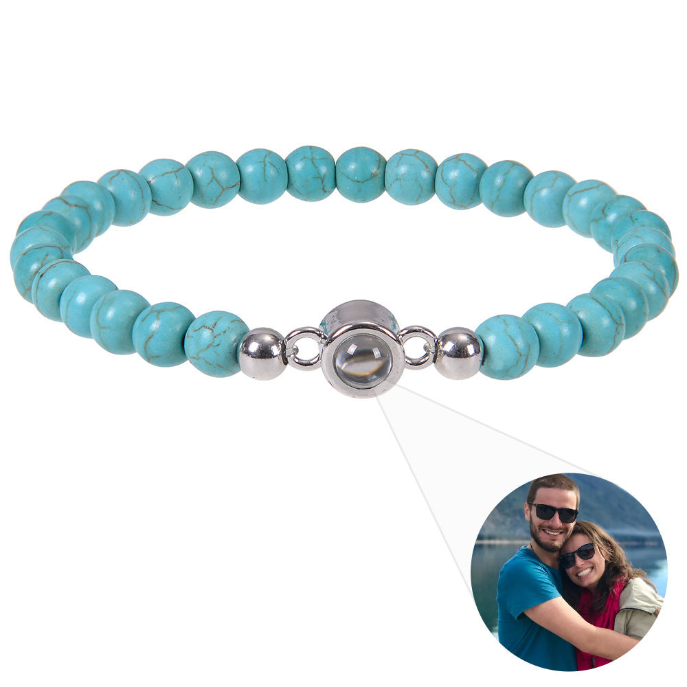 Custom Stone Bracelet with Hidden Photo | Handmade Natural Stone Jewelry Custom Stone Bracelet