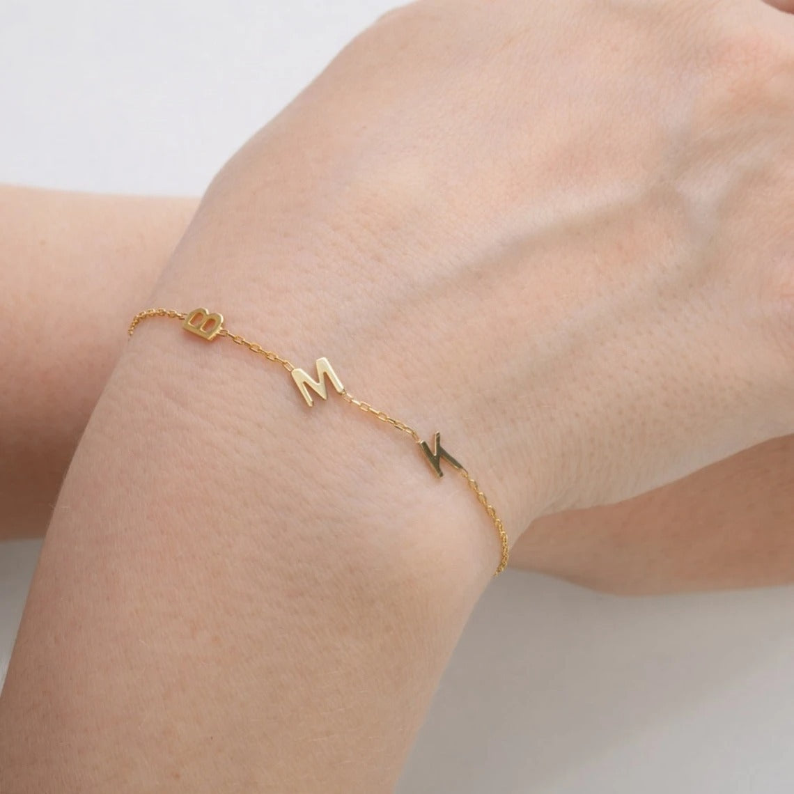 Custom Letter Name Bracelets | Stainless Steel Gold Color Initials Bracelet