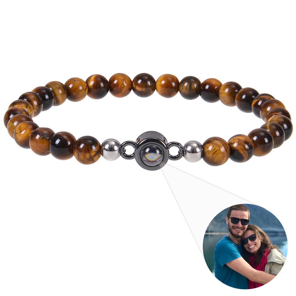 Custom Stone Bracelet with Hidden Photo | Handmade Natural Stone Jewelry Custom Stone Bracelet