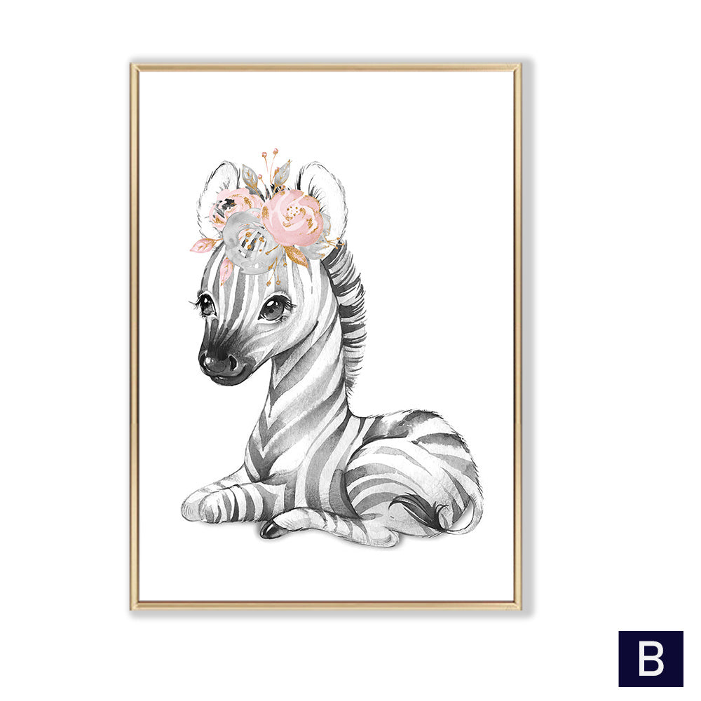 Giraffe Lion Poster Wall Art Canvas Painting