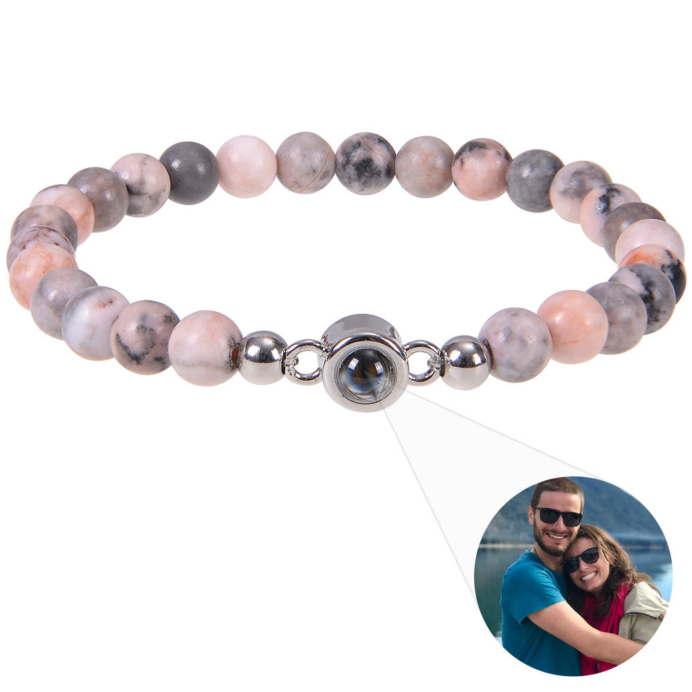 Custom Stone Bracelet with Hidden Photo | Handmade Natural Stone Jewelry Custom Stone Bracelet