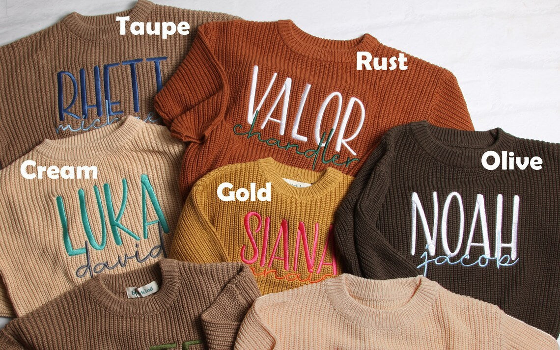 Children's Pure Cotton Embroidered Christmas Sweater