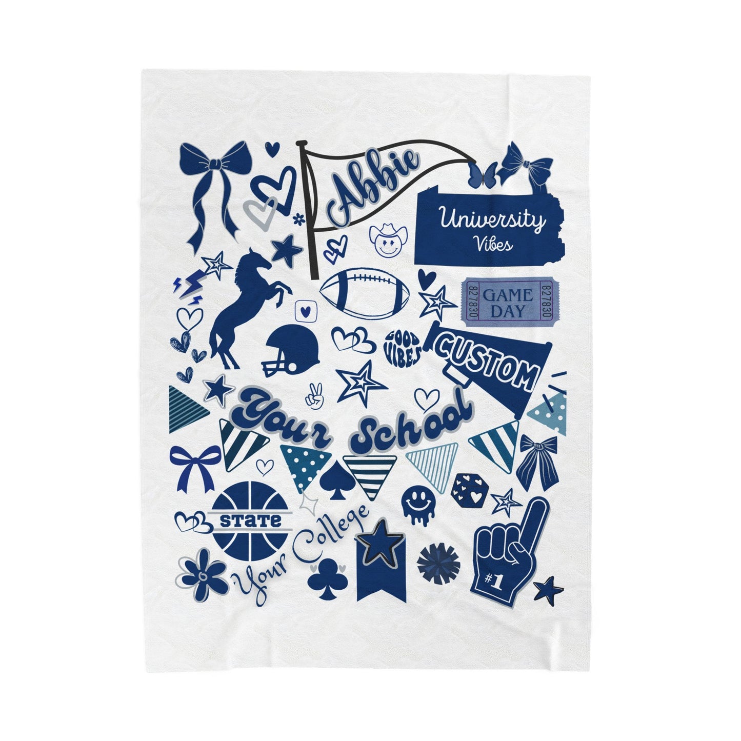 Custom College Commitment Blanket  Velveteen or sherpa  All College Available Personalized