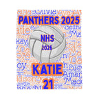 Senior Night Plush Blanket - Senior Night Gift with Roster Names, School Ball Design,  Customized Sports Team Blanket,