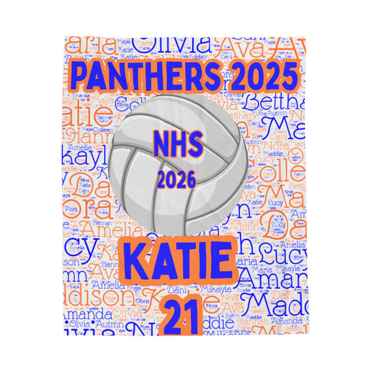 Senior Night Plush Blanket - Senior Night Gift with Roster Names, School Ball Design,  Customized Sports Team Blanket,