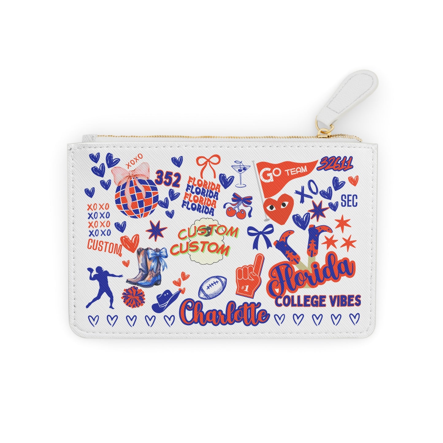 Personalized Florida Fan Mini Clutch | Custom College Game Day Purse | Fan Gift | Orange & Blue Accessory