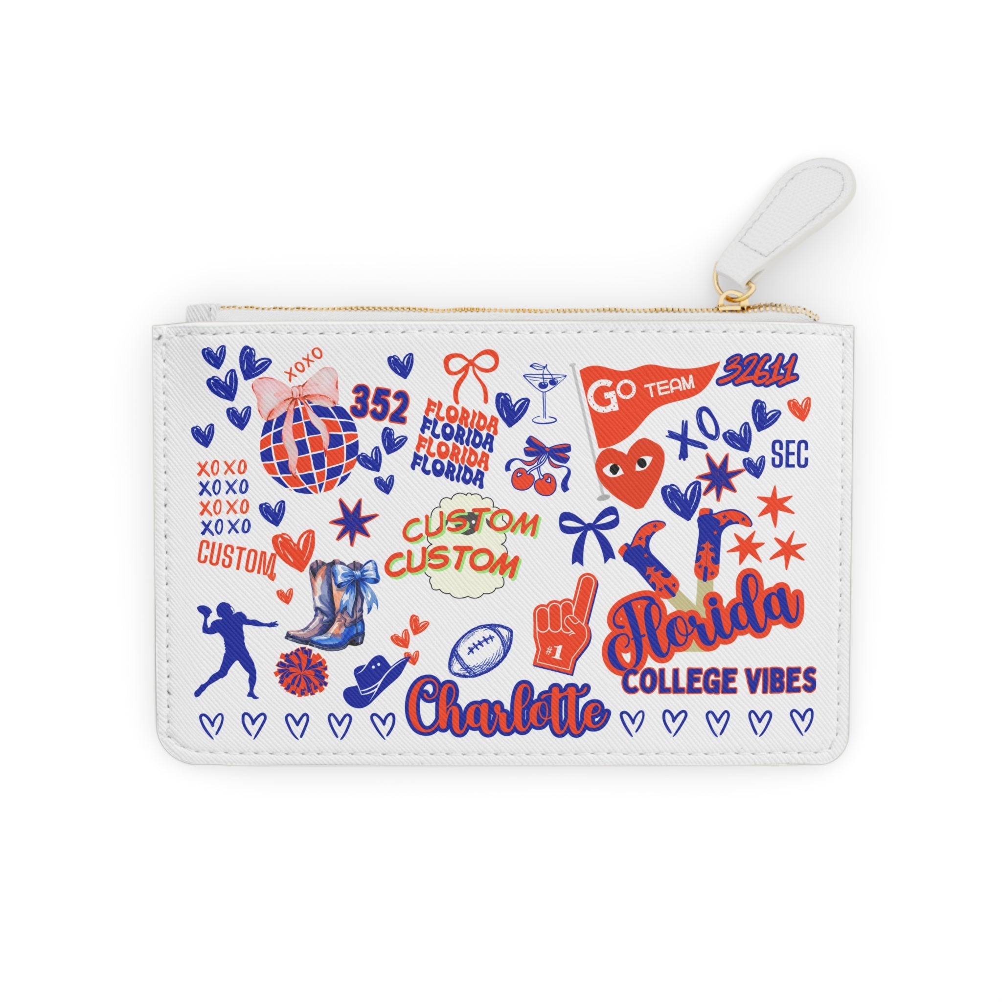 Personalized Florida Fan Mini Clutch | Custom College Game Day Purse | Fan Gift | Orange & Blue Accessory