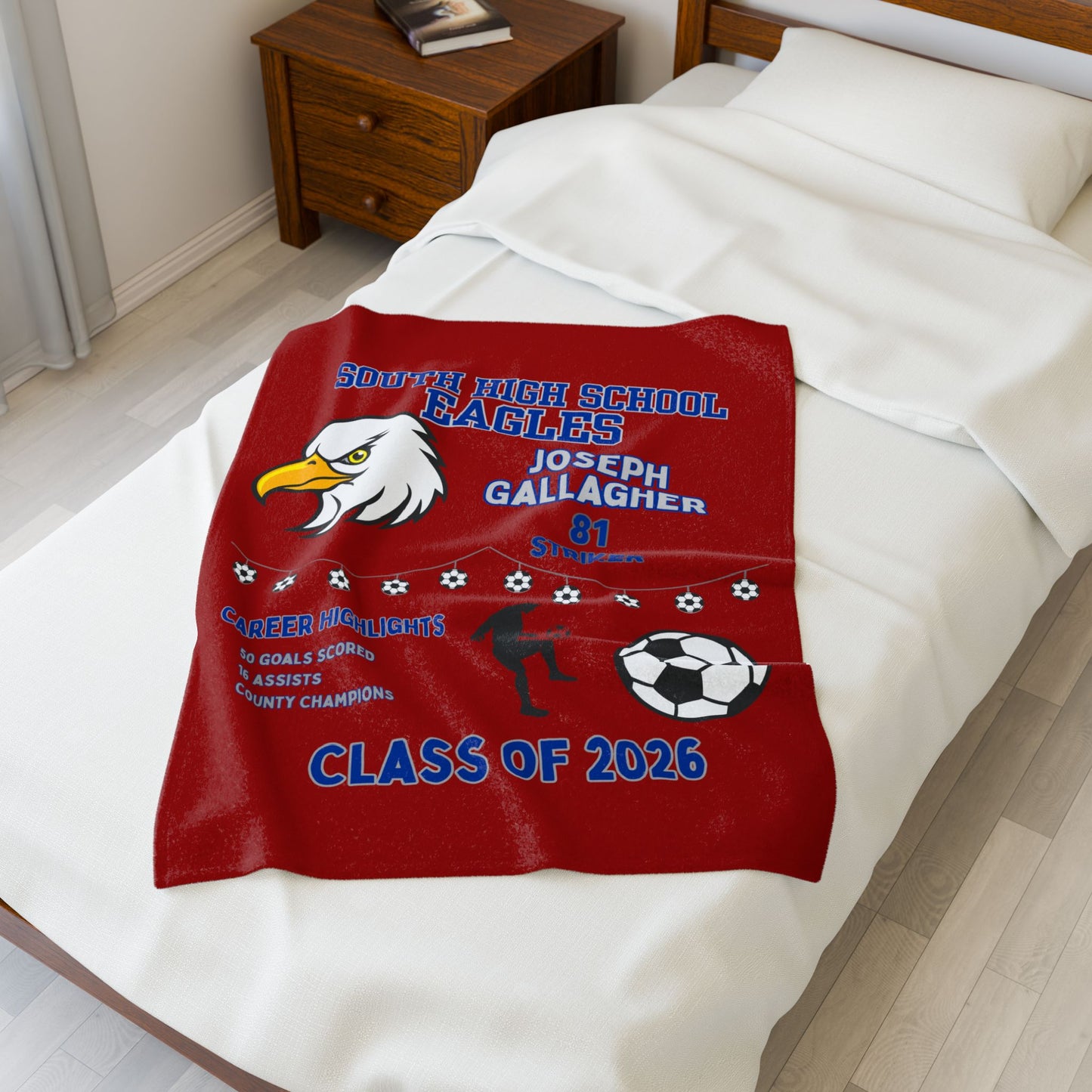 Personalized Senior Night Blanket - Football Basketball Soccer Baseball Softball, Class of 2026, Custom Gift for High School Senior,