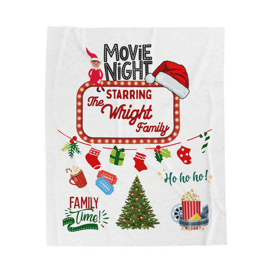 Movie Night Plush Blanket - Snuggle in Style - Holiday Movie Night Throw, Family Christmas Gift, Personalized Cozy Winter Decor, Christmas