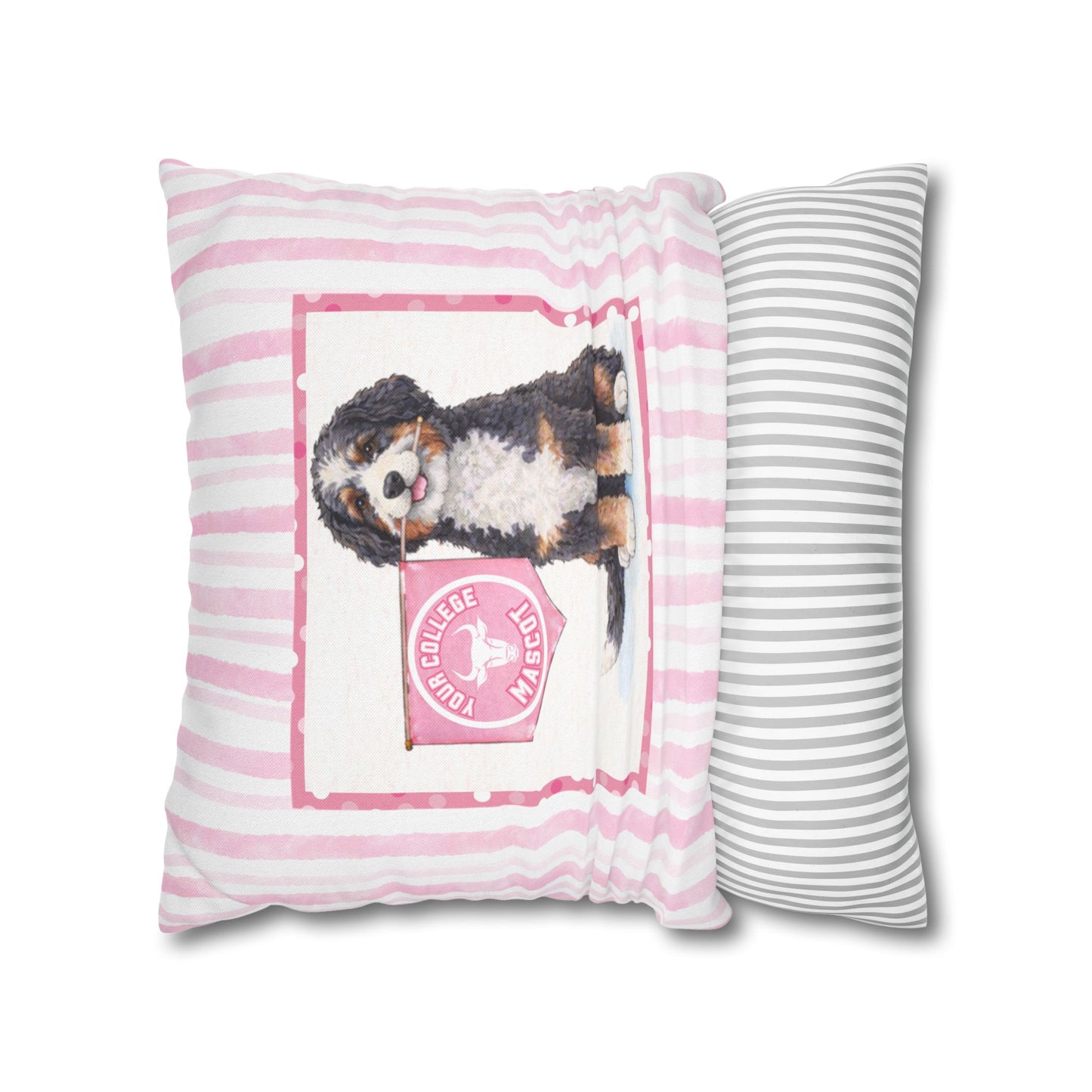 Custom College Dog Pillow Cover | Personalized School Mascot Pillow | Dorm Decor Gift | College Acceptance Gift | Dog Lover College Gift