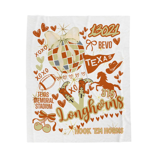 Plush Blanket for Texas Pride College Fans, Personalized Fleece Throw Gift, University Team Spirit Dorm Bedding, Texas Home Decor,