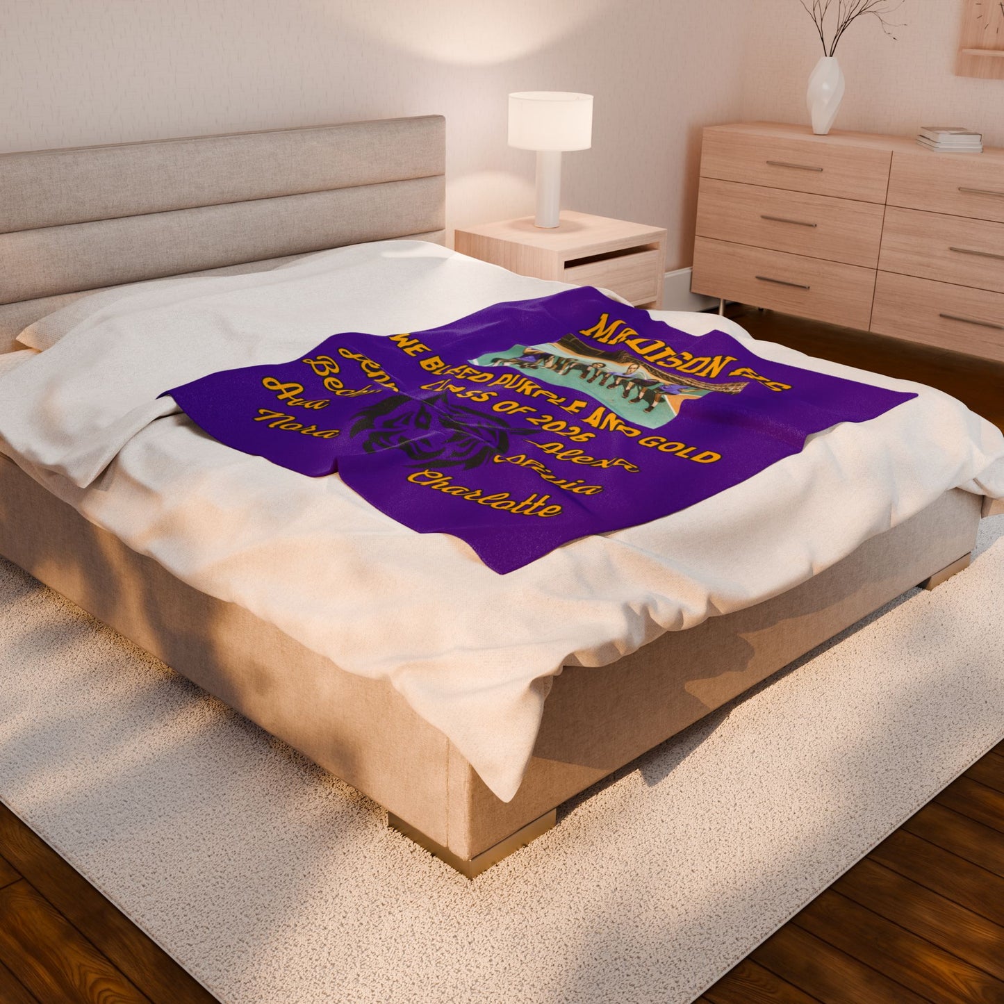 Picture included Senior Night Personalized Throw, School Colors, Mascot, Team Name - Soft Cozy Fleece, Custom Graduation Gift,